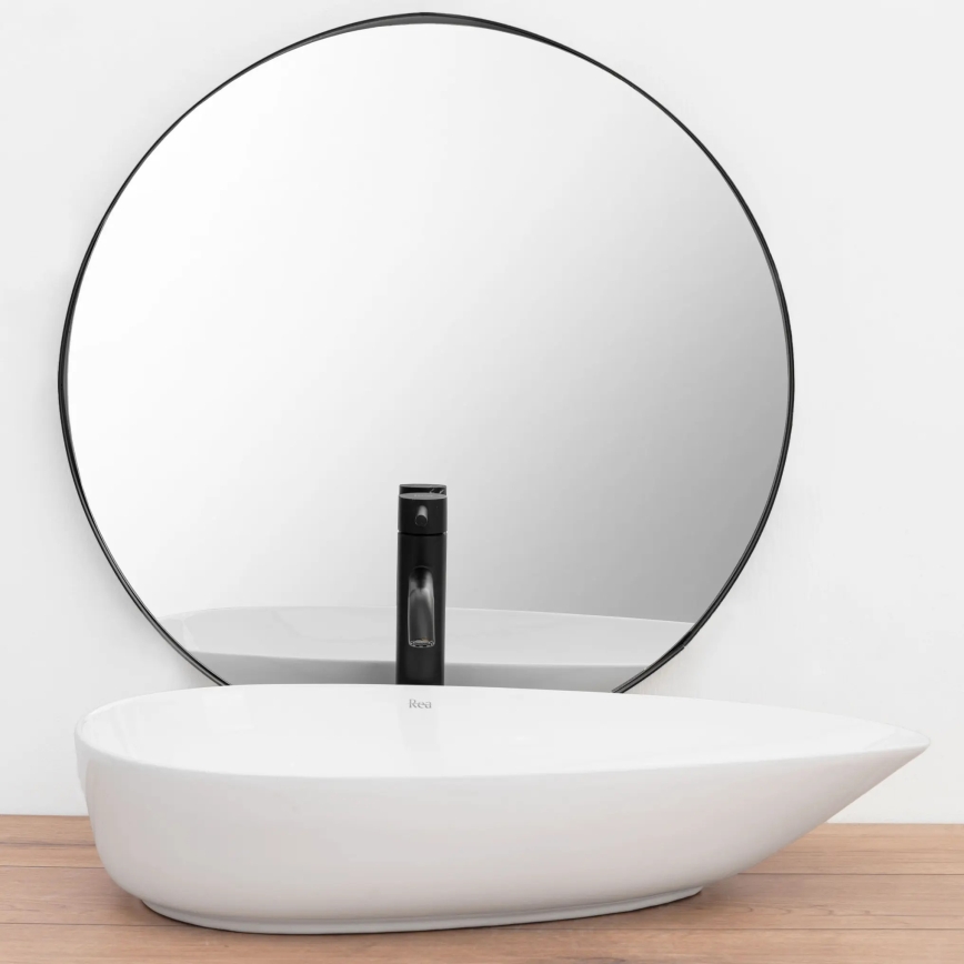 REA-U8537 - Νιπτήρας επιτραπέζιος GRETA 40x65,5 cm κεραμικός/γυαλιστερό λευκό