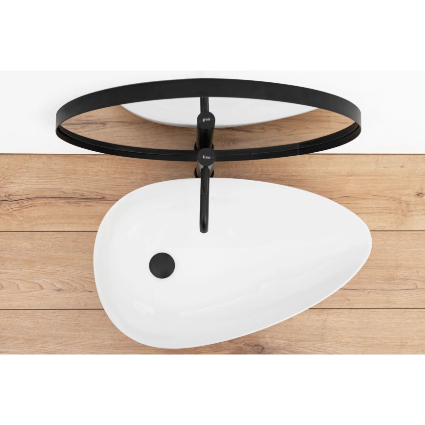 REA-U8537 - Νιπτήρας επιτραπέζιος GRETA 40x65,5 cm κεραμικός/γυαλιστερό λευκό