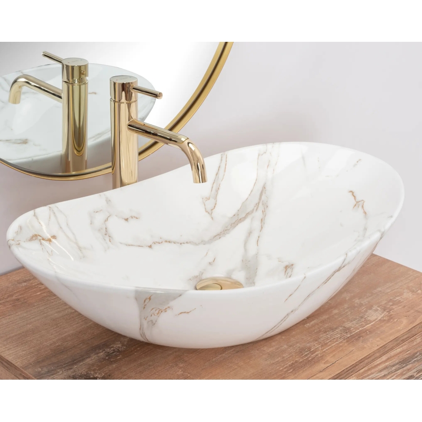 REA-U8548 - Επιτραπέζιος νιπτήρας ROYAL 36x60,5 cm κεραμικός/μαρμάρινη όψη