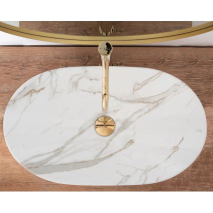 REA-U8548 - Επιτραπέζιος νιπτήρας ROYAL 36x60,5 cm κεραμικός/μαρμάρινη όψη