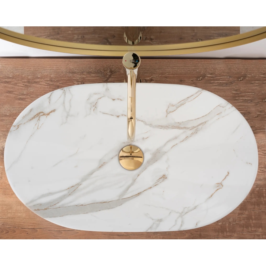 REA-U8548 - Επιτραπέζιος νιπτήρας ROYAL 36x60,5 cm κεραμικός/μαρμάρινη όψη
