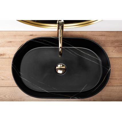 REA-U8565 - Επιτραπέζιος νιπτήρας NADIA 38,5x61 cm κεραμικό/ματ μαύρο