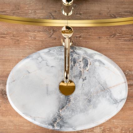 REA-U8567 - Νιπτήρας επιτραπέζιος LINDA 34x48,5 cm κεραμικός/μαρμάρινος διάκοσμος