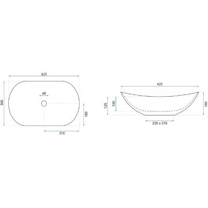 REA-U8596 - Επιτραπέζιος νιπτήρας ROYAL 36x62,5 cm κεραμικός/λευκός/γκρι/εφέ πέτρας
