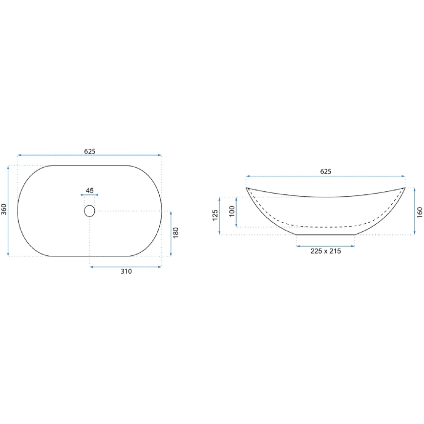 REA-U8596 - Επιτραπέζιος νιπτήρας ROYAL 36x62,5 cm κεραμικός/λευκός/γκρι/εφέ πέτρας