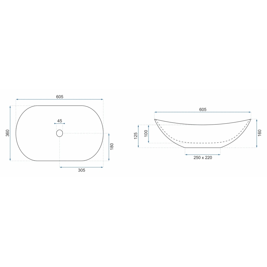 REA-U8598 - Επιτραπέζιος νιπτήρας ROYAL 36x60,5 cm κεραμικός με μαρμάρινη όψη