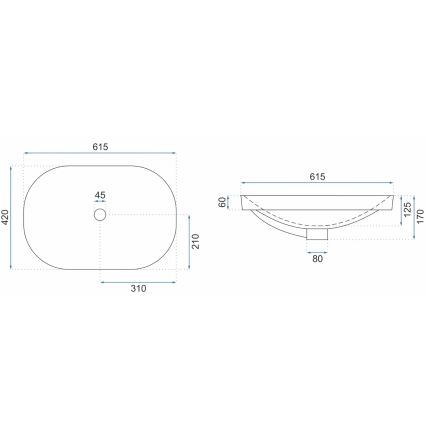 REA-U8700 - Επιτραπέζιος νιπτήρας ARLETA 42x61,5 cm κεραμικός/γυαλιστερό λευκό