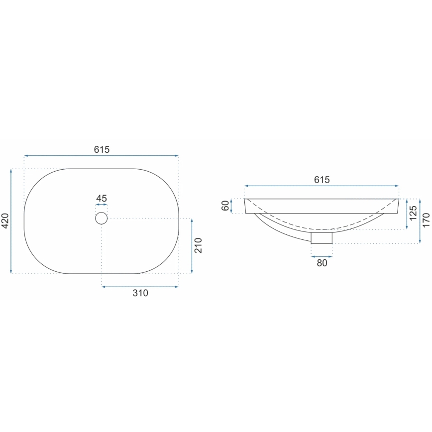 REA-U8700 - Επιτραπέζιος νιπτήρας ARLETA 42x61,5 cm κεραμικός/γυαλιστερό λευκό