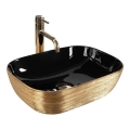 REA-U8780 - Επιτραπέζιος νιπτήρας BELINDA 33x46,5 cm κεραμικός/μαύρος/χρυσός