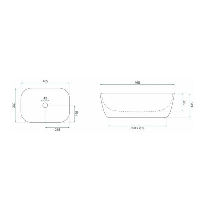 REA-U8780 - Επιτραπέζιος νιπτήρας BELINDA 33x46,5 cm κεραμικός/μαύρος/χρυσός