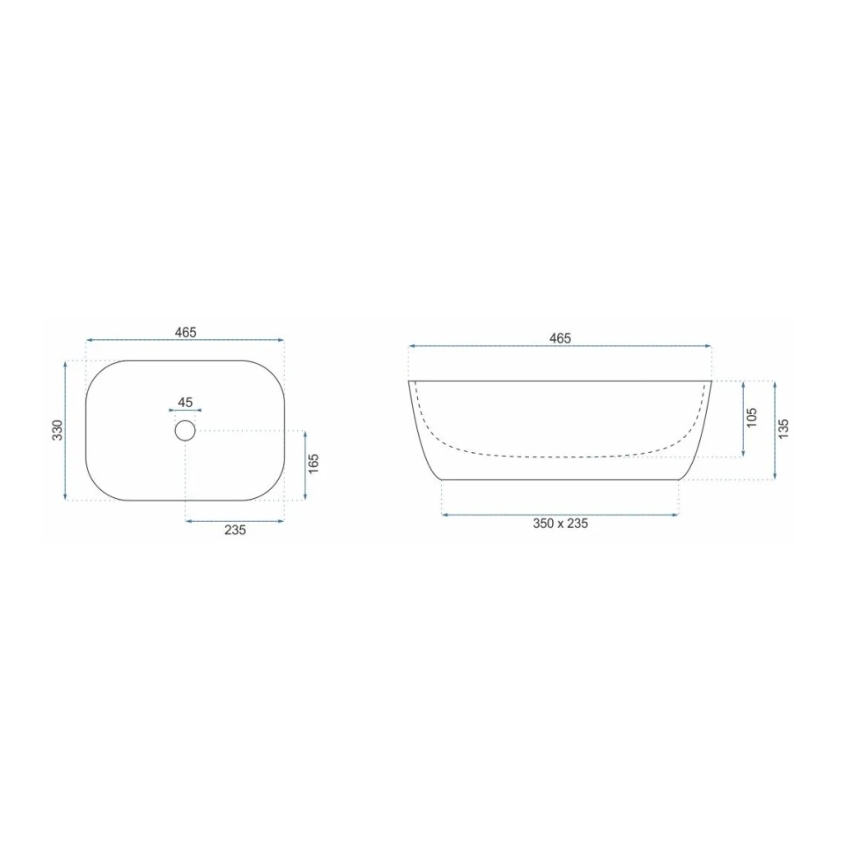 REA-U8780 - Επιτραπέζιος νιπτήρας BELINDA 33x46,5 cm κεραμικός/μαύρος/χρυσός