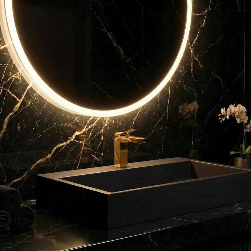 REA-U8802 - Επιτραπέζιος νιπτήρας GOYA 46x70 cm, σύνθετη πέτρα/ματ μαύρο