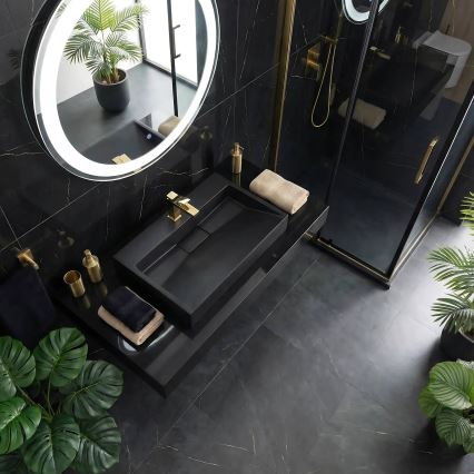 REA-U8802 - Επιτραπέζιος νιπτήρας GOYA 46x70 cm, σύνθετη πέτρα/ματ μαύρο