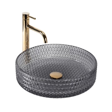 REA-U8880 - Επιτραπέζιος νιπτήρας CRISTAL Ø 39 cm γυαλί/καπνιστό γκρι