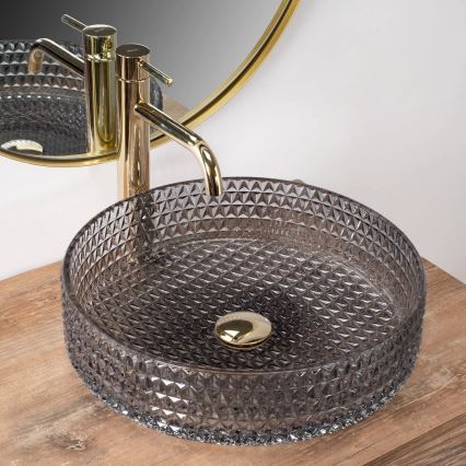 REA-U8880 - Επιτραπέζιος νιπτήρας CRISTAL Ø 39 cm γυαλί/καπνιστό γκρι