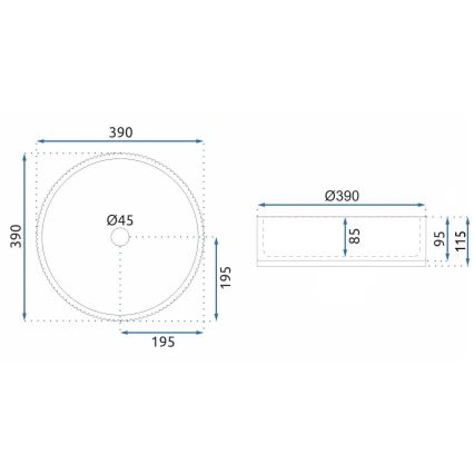 REA-U8880 - Επιτραπέζιος νιπτήρας CRISTAL Ø 39 cm γυαλί/καπνιστό γκρι