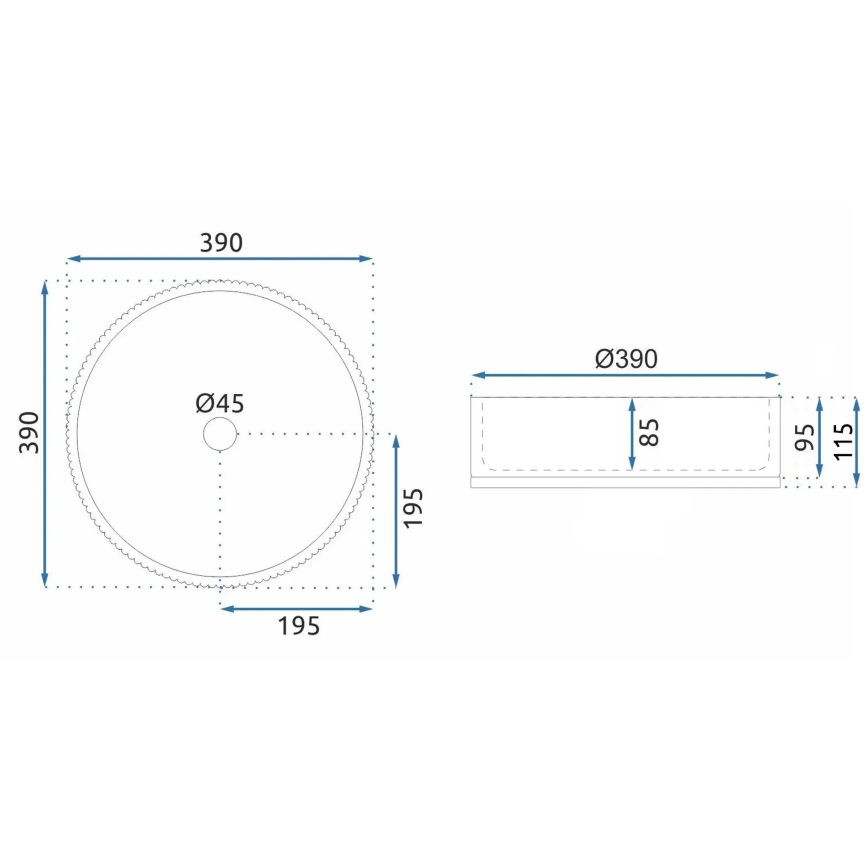 REA-U8880 - Επιτραπέζιος νιπτήρας CRISTAL Ø 39 cm γυαλί/καπνιστό γκρι