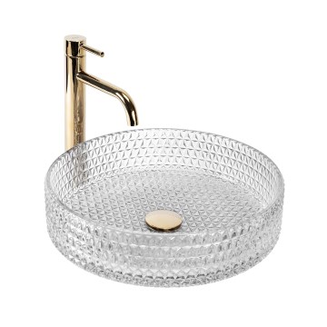 REA-U8881 - Επιτραπέζιος νιπτήρας CRISTAL, διάμ. 39 εκ., γυαλί/διαφανές