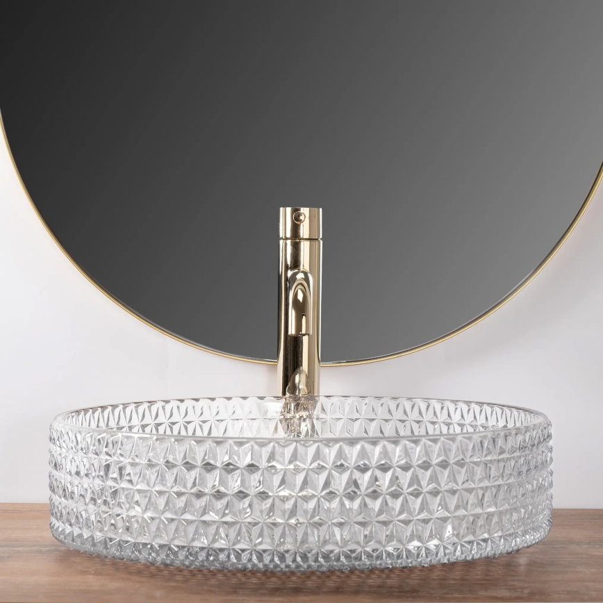 REA-U8881 - Επιτραπέζιος νιπτήρας CRISTAL, διάμ. 39 εκ., γυαλί/διαφανές