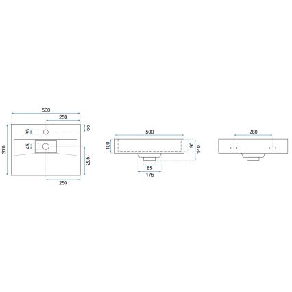 REA-U8900 - Επιτραπέζιος νιπτήρας GOYA 37x50 cm, κογκλομεράτο/ματ λευκό