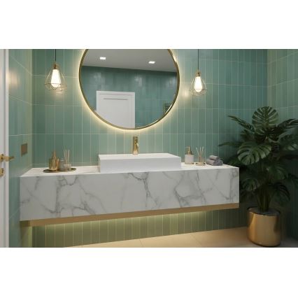 REA-U8901 - Επιτραπέζιος νιπτήρας GOYA 37x60 cm σύνθετη πέτρα/ματ λευκό