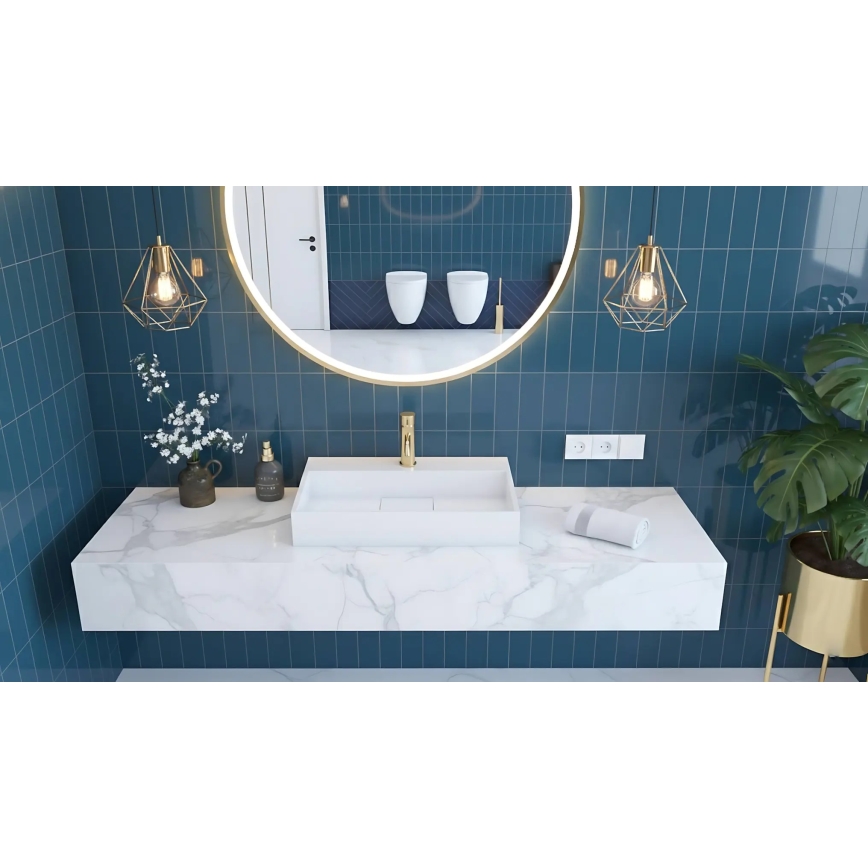 REA-U8901 - Επιτραπέζιος νιπτήρας GOYA 37x60 cm σύνθετη πέτρα/ματ λευκό
