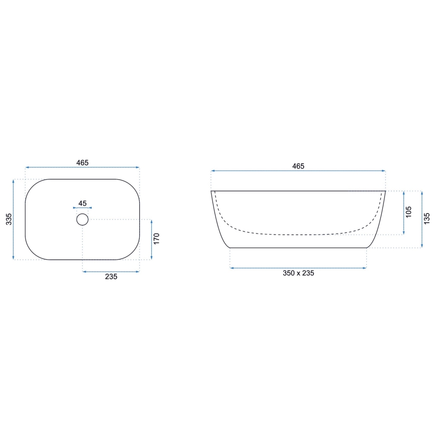 REA-U8908 - Νιπτήρας για τοποθέτηση πάνω σε πάγκο BELINDA 33,5x46,5 cm κεραμικός/μαύρος/μαρμάρινο ντεκόρ