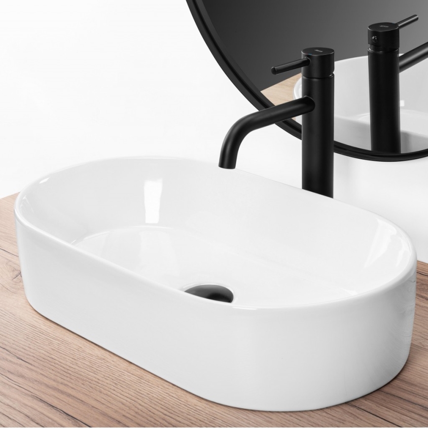 REA-U9108 - Επιτραπέζιος νιπτήρας LAYLA 30x53 cm, κεραμικός σε γυαλιστερό λευκό