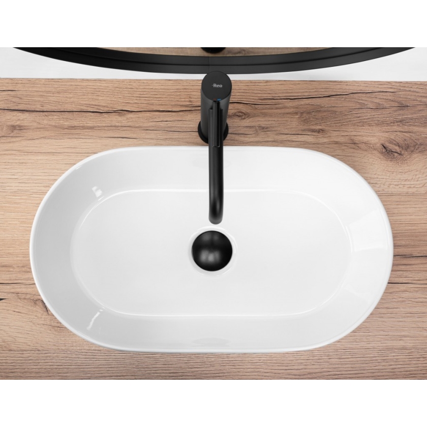 REA-U9108 - Επιτραπέζιος νιπτήρας LAYLA 30x53 cm, κεραμικός σε γυαλιστερό λευκό