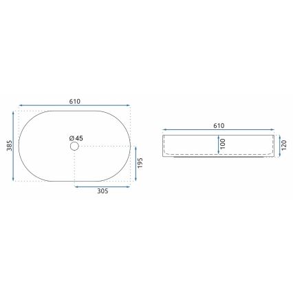 REA-U9239 - Επιτραπέζιος νιπτήρας NADIA 38,5x61 cm κεραμικός/μπεζ/εφέ πέτρας