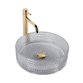 REA-U9615 - Νιπτήρας για τοποθέτηση πάνω σε πάγκο CRISTAL Ø 35,5 εκ. γυαλί/γκρι