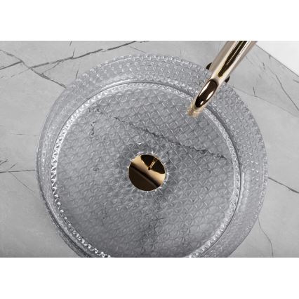 REA-U9615 - Νιπτήρας για τοποθέτηση πάνω σε πάγκο CRISTAL Ø 35,5 εκ. γυαλί/γκρι