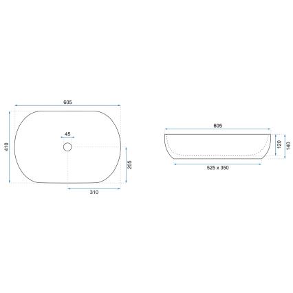 REA-U9655 - Επιτραπέζιος νιπτήρας CLEO 41x60,5 cm κεραμικός/μπεζ
