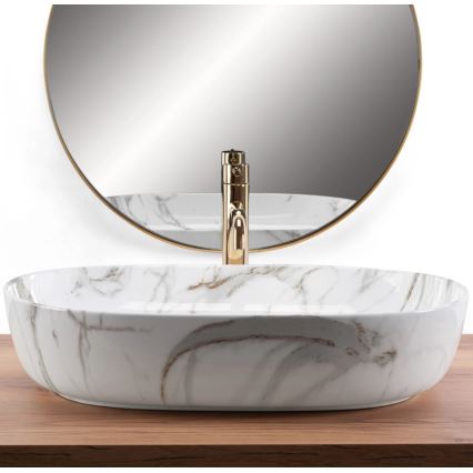 REA-U9656 - Νιπτήρας για πάγκο CLEO 41x60,5 cm κεραμικός/μαρμάρινο ντεκόρ