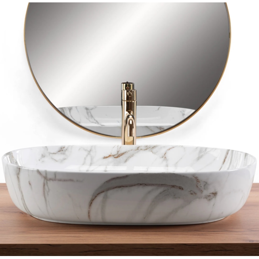 REA-U9656 - Νιπτήρας για πάγκο CLEO 41x60,5 cm κεραμικός/μαρμάρινο ντεκόρ
