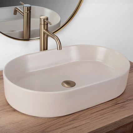 REA-U9661 - Επιτραπέζιος νιπτήρας NADIA 38,5x61 εκ. κεραμικός/μπεζ