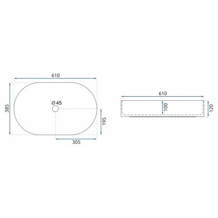 REA-U9661 - Επιτραπέζιος νιπτήρας NADIA 38,5x61 εκ. κεραμικός/μπεζ