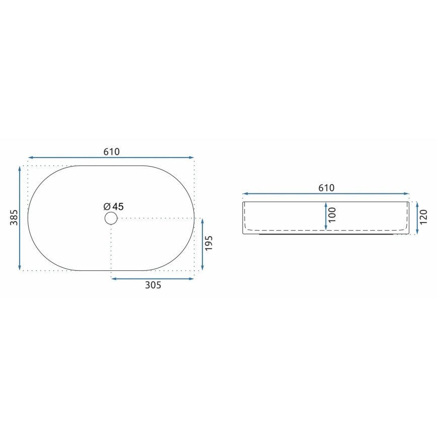 REA-U9661 - Επιτραπέζιος νιπτήρας NADIA 38,5x61 εκ. κεραμικός/μπεζ