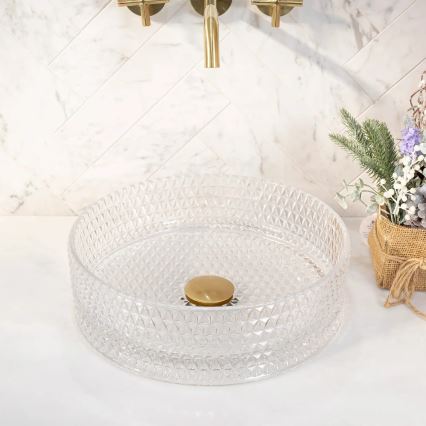 REA-U9670 - Επιτραπέζιος νιπτήρας CRISTAL διάμ. 35,5 εκ. γυαλί/διάφανο