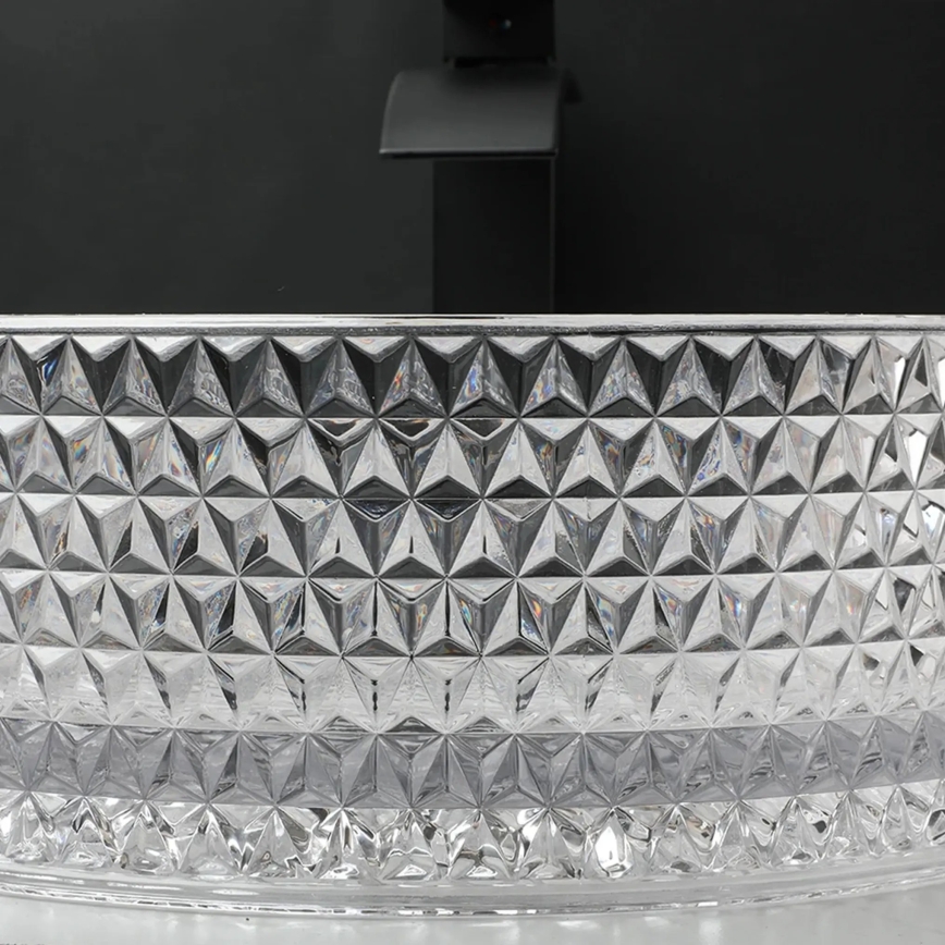 REA-U9670 - Επιτραπέζιος νιπτήρας CRISTAL διάμ. 35,5 εκ. γυαλί/διάφανο