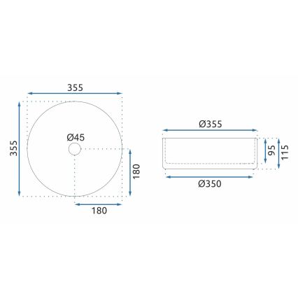 REA-U9670 - Επιτραπέζιος νιπτήρας CRISTAL διάμ. 35,5 εκ. γυαλί/διάφανο