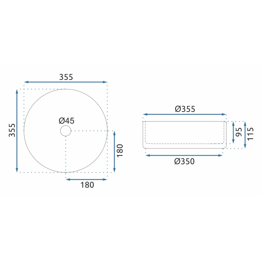 REA-U9670 - Επιτραπέζιος νιπτήρας CRISTAL διάμ. 35,5 εκ. γυαλί/διάφανο