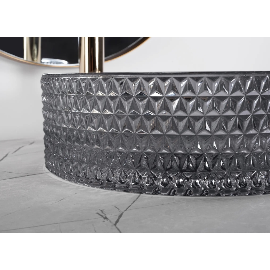 REA-U9671 - Επιτραπέζιος νιπτήρας CRISTAL, διάμ. 35,5 εκ., γυαλί/καπνιστό γκρι