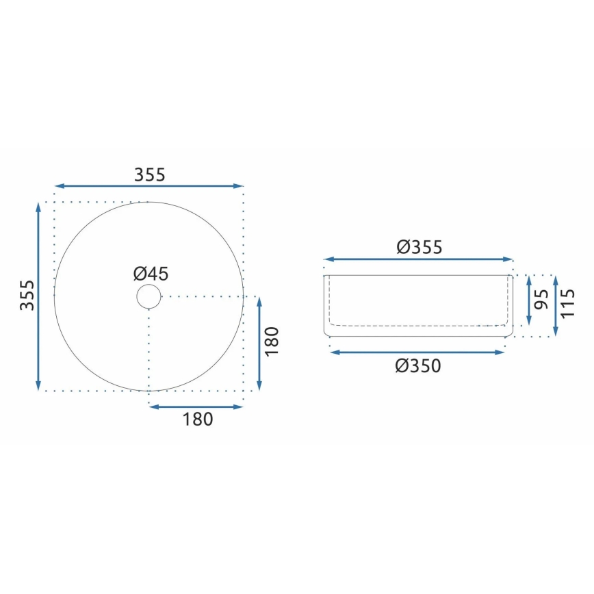 REA-U9671 - Επιτραπέζιος νιπτήρας CRISTAL, διάμ. 35,5 εκ., γυαλί/καπνιστό γκρι