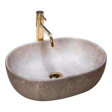 REA-U9887 - Επιτραπέζιος νιπτήρας LARA 35x48,5 cm κεραμικός/γκρι/μαρμάρινο σχέδιο
