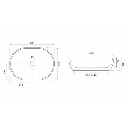 REA-U9887 - Επιτραπέζιος νιπτήρας LARA 35x48,5 cm κεραμικός/γκρι/μαρμάρινο σχέδιο