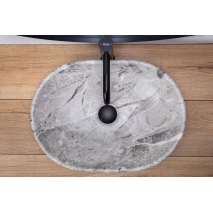 REA-U9888  - Νιπτήρας για τοποθέτηση πάνω σε πάγκο LARA 35x48,5 cm, κεραμικός με όψη πέτρας