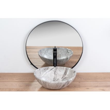 REA-U9908 - Νιπτήρας για τοποθέτηση πάνω σε πάγκο SOFIA 34,5x41 cm κεραμικός/απομίμηση πέτρας