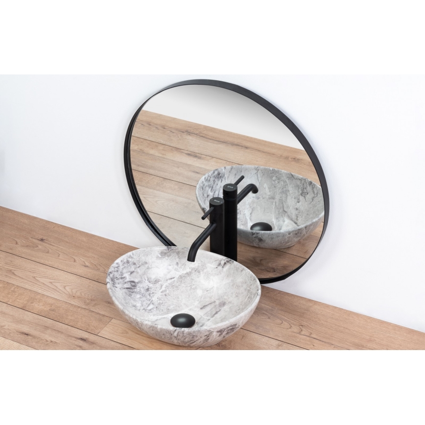 REA-U9908 - Νιπτήρας για τοποθέτηση πάνω σε πάγκο SOFIA 34,5x41 cm κεραμικός/απομίμηση πέτρας