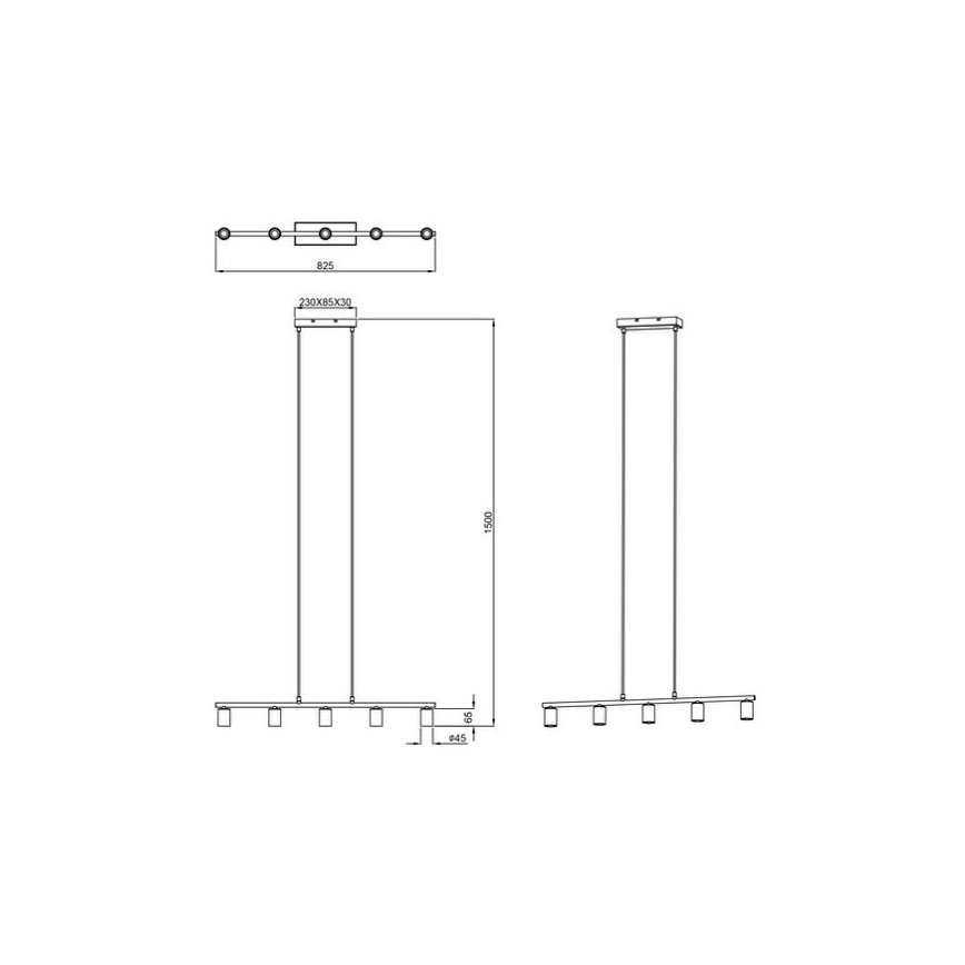 Reality - Κρεμαστό φωτιστικό ράγα VANNES 5xE27/40W/230V